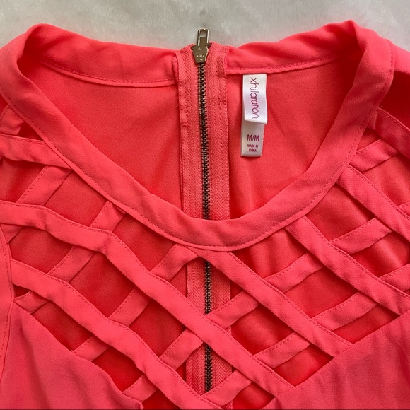 SOLD - Xhilaration Hot Salmon Colored Cutout Dress - Picture 4 of 6